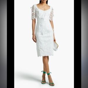 Marchesa Notte Appliquéd Embroidered Chiffon Midi Dress